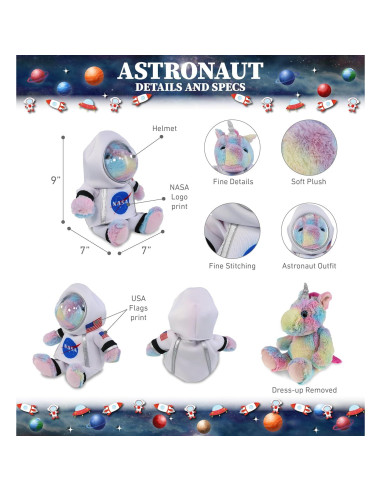 DolliBu Unicornio Arcoíris Astronauta Peluche 23 cm Personalizable