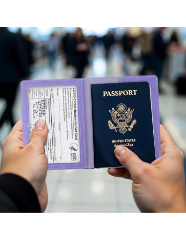 2 Fundas para Pasaporte Impermeables AOZUO - Azul y Púrpura