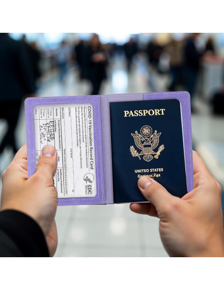 2 Fundas para Pasaporte Impermeables AOZUO - Azul y Púrpura