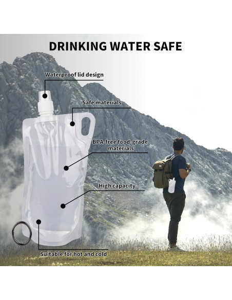 5 Botellas de Agua Plegables 1L Gosknor para Senderismo