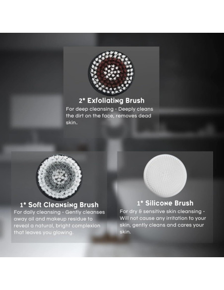 4 Cabezas de Repuesto Gaurins para Cepillo Facial Ga-7266