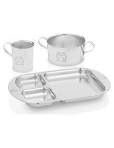 Juego de Vajilla Infantil Acero Inoxidable Kiddobloom Rana 3 Piezas
