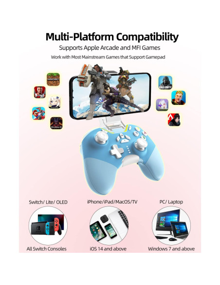 Controladores de Juego Bluetooth Aghi para Nintendo Switch