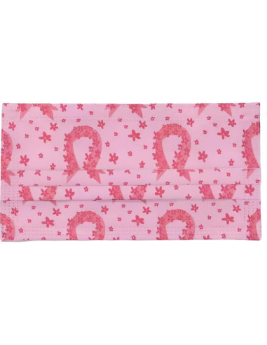Paquete de 50 mascarillas desechables rosa - Concienciación cáncer de mama
