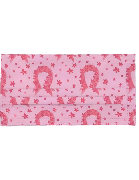 Paquete de 50 mascarillas desechables rosa - Concienciación cáncer de mama