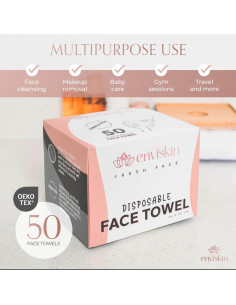 50 Toallas Faciales Desechables Enviskin - Ultra Suaves 25.4x30.5cm 2
