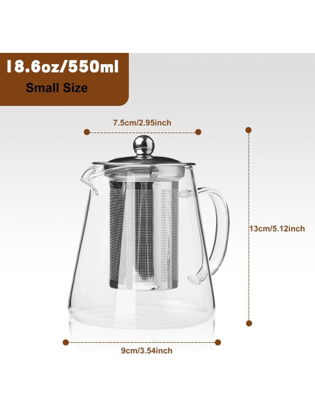 Tetera de vidrio borosilicato LTWQLing 550ML con infusor