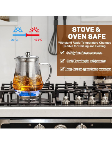 Tetera de vidrio borosilicato LTWQLing 550ML con infusor