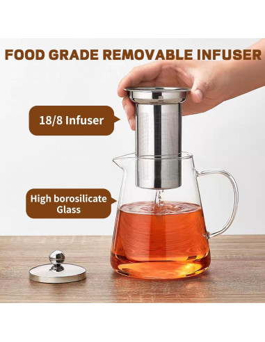 Tetera de vidrio borosilicato LTWQLing 550ML con infusor