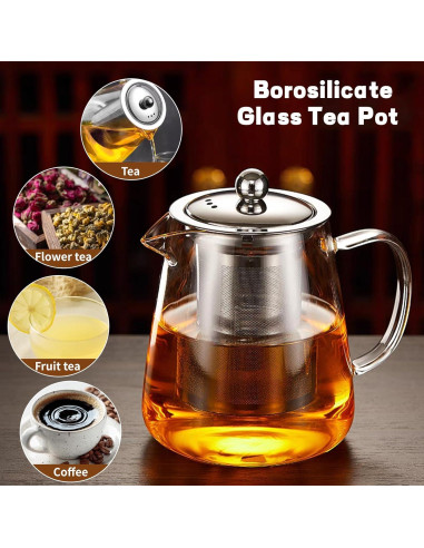 Tetera de vidrio borosilicato LTWQLing 550ML con infusor