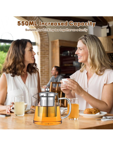 Tetera de vidrio borosilicato LTWQLing 550ML con infusor