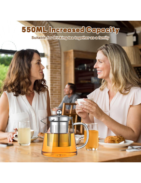 Tetera de vidrio borosilicato LTWQLing 550ML con infusor