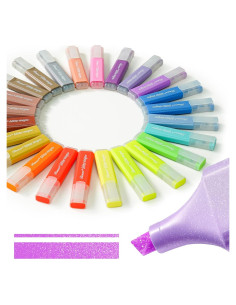 Resaltadores Brillantes Metálicos BONACE - Paquete de 24 Colores