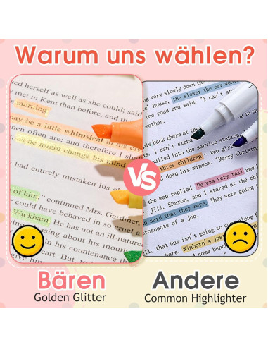 Resaltadores Brillantes Metálicos BONACE - Paquete de 24 Colores