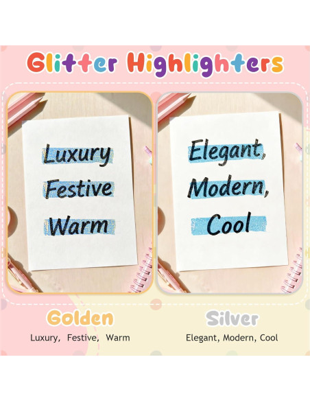 Resaltadores Brillantes Metálicos BONACE - Paquete de 24 Colores