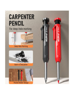 Conjunto de Lápices de Carpintero Nicpro 11 Piezas con Sacapuntas 2