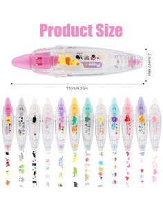 12 Bolígrafos de Cinta Decorativa NQEUEPN Animales Multicolor 2