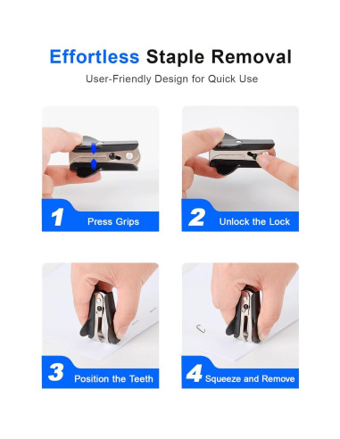 Removedores de Grapas CREASOL 3-Pack Negro, Compactos y Eficientes