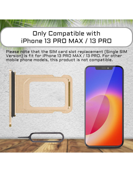 Adaptador de ranura SIM dorado para iPhone 13 Pro Max