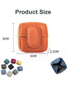 Monedero Mini Lichi Cuero Azul Claro con Cremallera y Hebilla 2