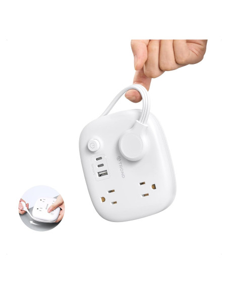Regleta de Enchufes TROND TD-PS-US19 con 3 Salidas AC y 3 Puertos USB