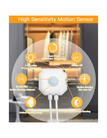 Luz LED Sensor de Movimiento MORIACC 30cm 2 Paquete Regulable
