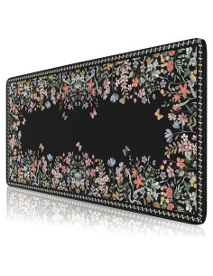 Alfombrilla de Escritorio HAOCOO Floral XXL 90x40cm Antideslizante