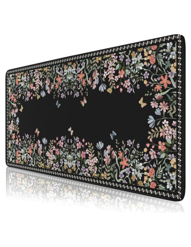 Alfombrilla de Escritorio HAOCOO Floral XXL 90x40cm Antideslizante