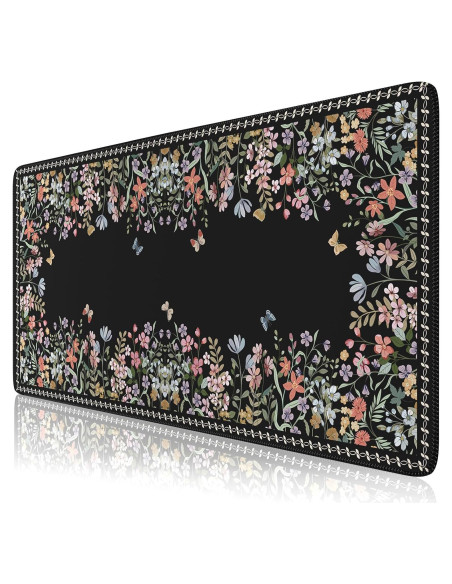 Alfombrilla de Escritorio HAOCOO Floral XXL 90x40cm Antideslizante