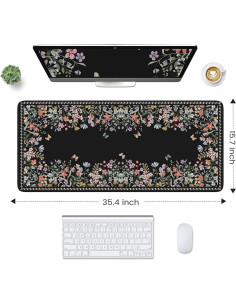 Alfombrilla de Escritorio HAOCOO Floral XXL 90x40cm Antideslizante 2