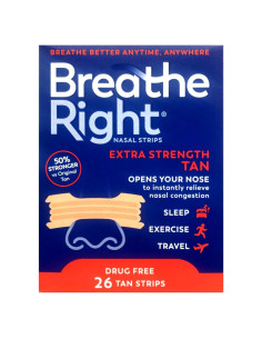 Tiras Nasales Breathe Right Extra Tan 26 Unidades para Ronquidos