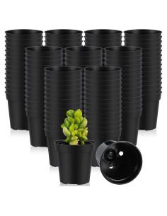 200 Macetas Plásticas Negras 5 cm Yaomiao con Drenaje