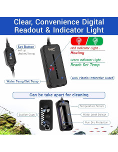 Calentador de Acuario Sumergible Hygger 25W para 7.6-19L 2