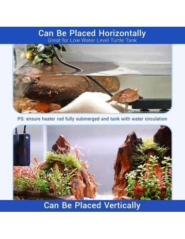 Calentador de Acuario Sumergible Hygger 25W para 7.6-19L