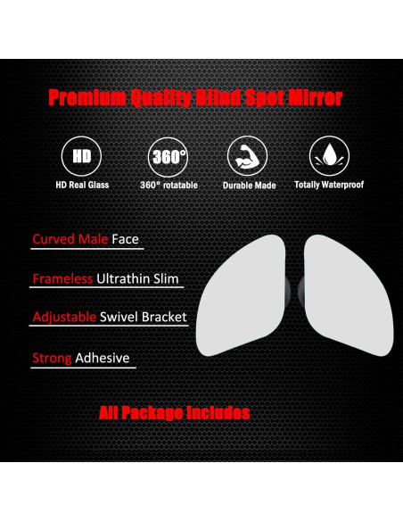 Espejo Convexo de Punto Ciego Ampper - Paquete de 2, HD 4.7x4.5cm