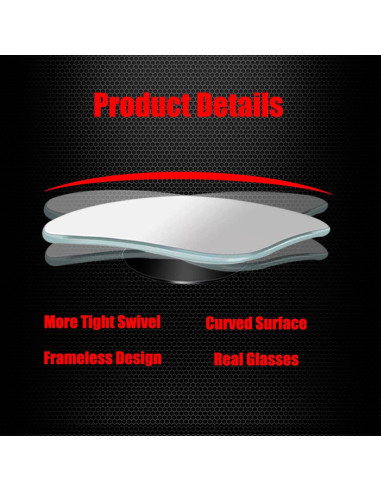 Espejo Convexo de Punto Ciego Ampper - Paquete de 2, HD 4.7x4.5cm