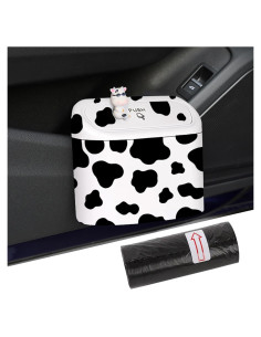 Basurero Automotriz SuperKaKa Blanco con Estampado de Vaca