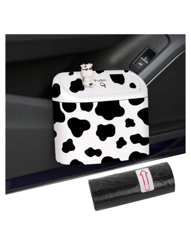 Basurero Automotriz SuperKaKa Blanco con Estampado de Vaca