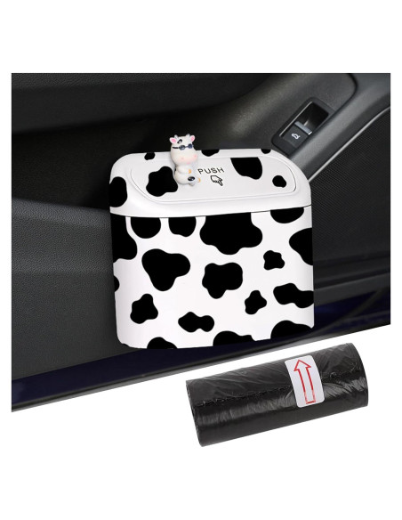Basurero Automotriz SuperKaKa Blanco con Estampado de Vaca
