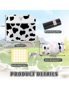 Basurero Automotriz SuperKaKa Blanco con Estampado de Vaca 2