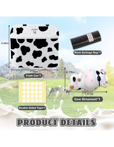 Basurero Automotriz SuperKaKa Blanco con Estampado de Vaca