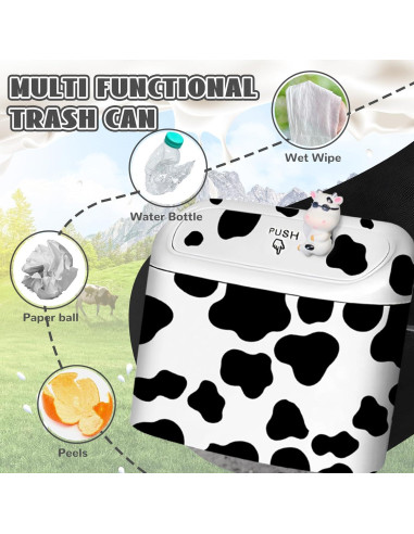 Basurero Automotriz SuperKaKa Blanco con Estampado de Vaca
