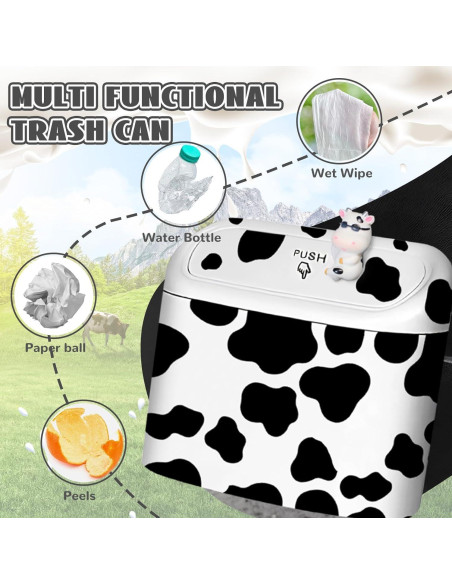 Basurero Automotriz SuperKaKa Blanco con Estampado de Vaca
