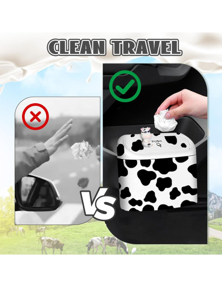 Basurero Automotriz SuperKaKa Blanco con Estampado de Vaca