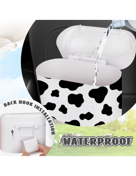 Basurero Automotriz SuperKaKa Blanco con Estampado de Vaca