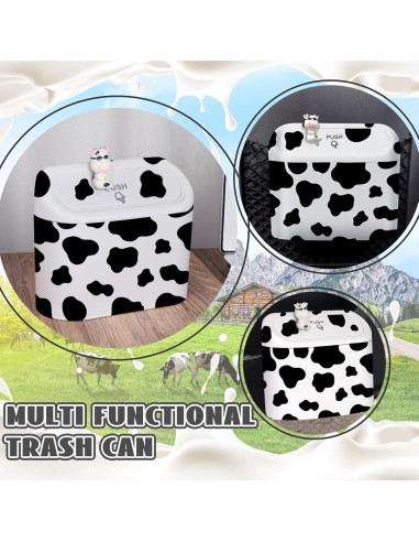 Basurero Automotriz SuperKaKa Blanco con Estampado de Vaca