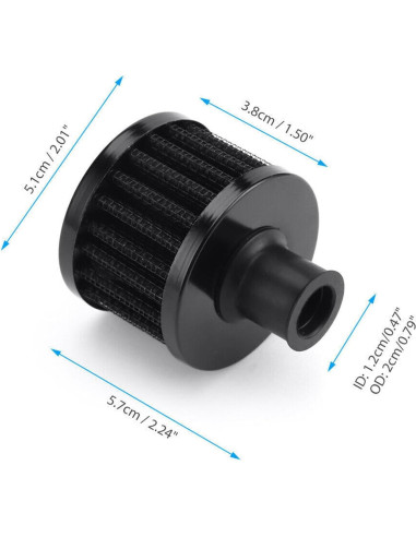 4 Filtros de Aire Negro 12mm BDIBD para Coche y Motocicleta