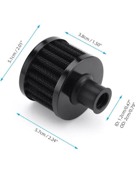 4 Filtros de Aire Negro 12mm BDIBD para Coche y Motocicleta