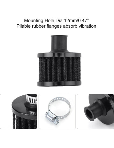 4 Filtros de Aire Negro 12mm BDIBD para Coche y Motocicleta