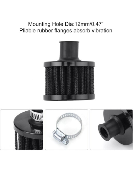 4 Filtros de Aire Negro 12mm BDIBD para Coche y Motocicleta